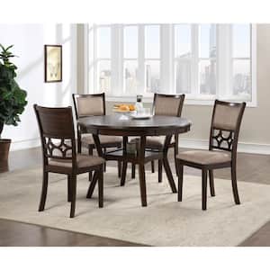 New Classic Furniture Mitchell 5-piece Wood Top Round Dining Set with 1 Table Shelf, Cherry