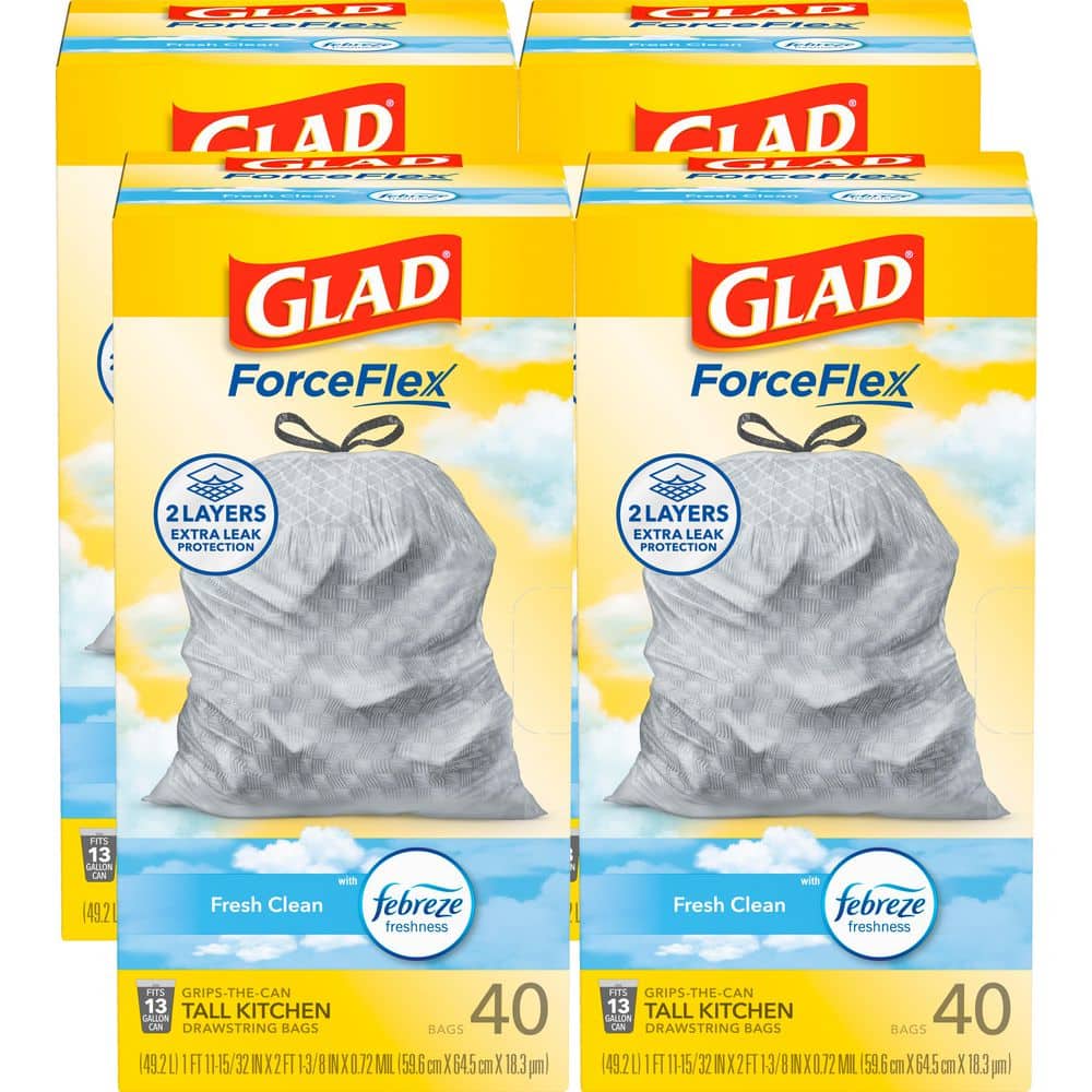 13 Gallon ForceFlex Tall Kitchen Drawstring Fresh Clean Scent with Febreze Trash Bags (40-Count, 4-Pack) price history on PriceWatchPro