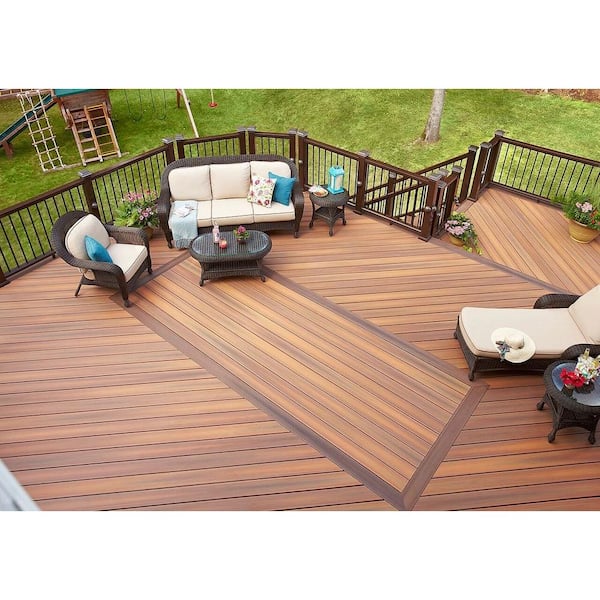 Horizon 1 in. x 5-1/4 in. x 1 ft. Ipe Grooved Edge Capped Composite Decking Board Sample