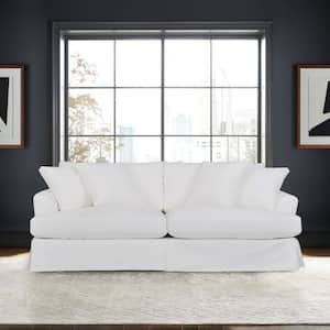 Ciara 93 in. Flared Arm Fabric Rectangle Upholstered Sofa in. Pearl