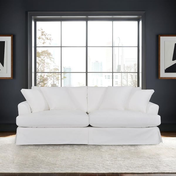 Armen Living Ciara 93 in. Flared Arm Fabric Rectangle Upholstered Sofa ...