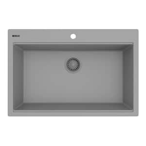 epiStage 33 in. Drop-in Topmount Single Bowl Urban Gray Granite Composite Workstation Kitchen Sink