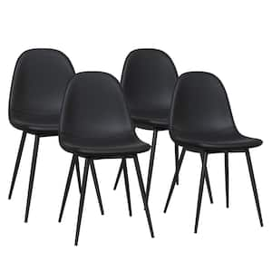 DHP Cooper Upholstered Dining Chair, Black Faux Leather, Set of 4