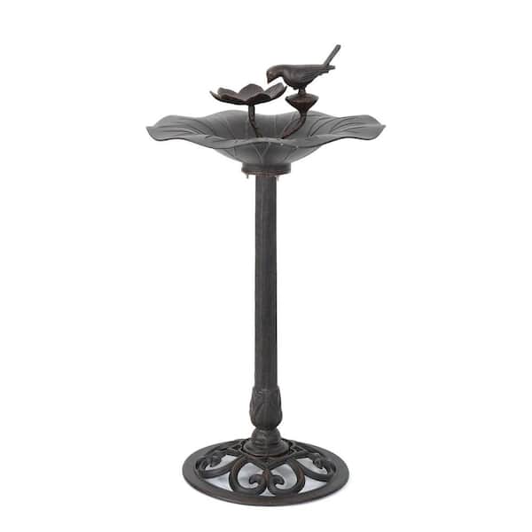 Flynama 34.25 in. 18 in. Bronze Aluminium and Iron Top Bird Bath with Iron Base