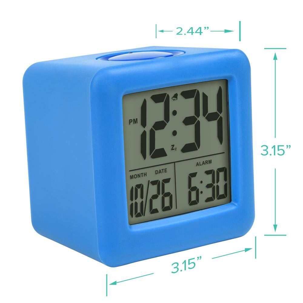 Blue Soft Cube LCD Alarm Clock with Smart Light