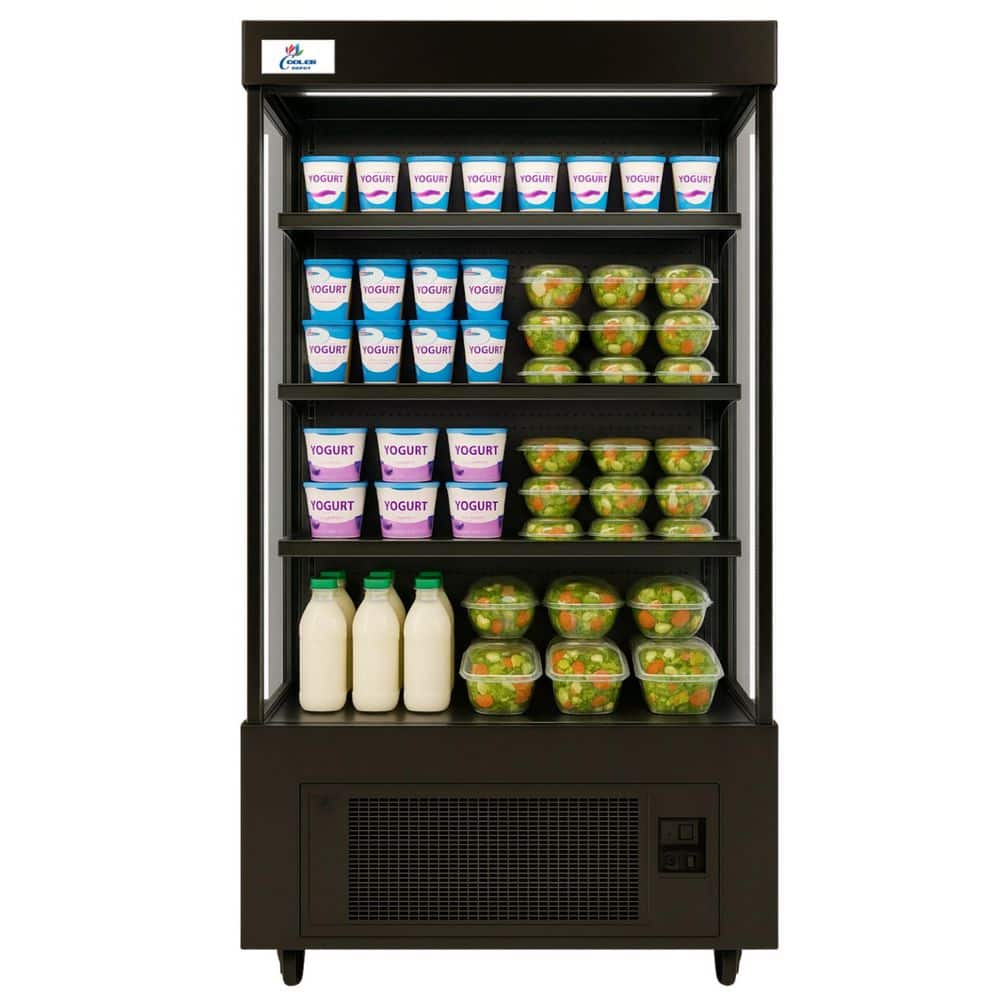40 in. W 15 cu. ft. NSF Commercial Air Curtain Open Case Merchandiser Cooler Refrigerator in Black