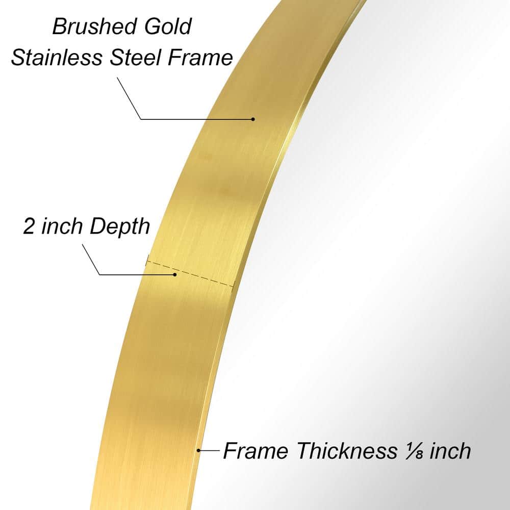 Brushed Gold Oval Wall Mirror with Silver Glass, 24" x 36"