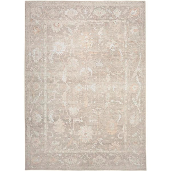 Nourison Vintage Washables Grey 4 ft. x 6 ft. Floral Traditional Area Rug