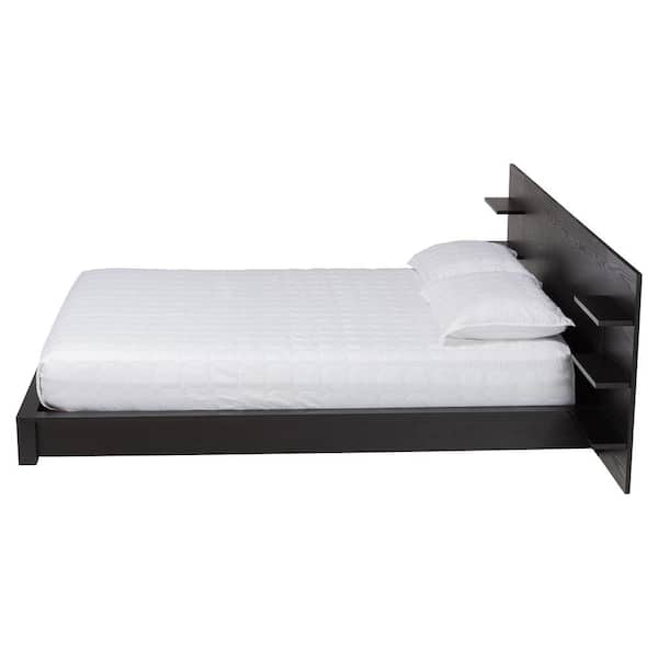 Elina Ebony Black Wood Frame Queen Platform Bed