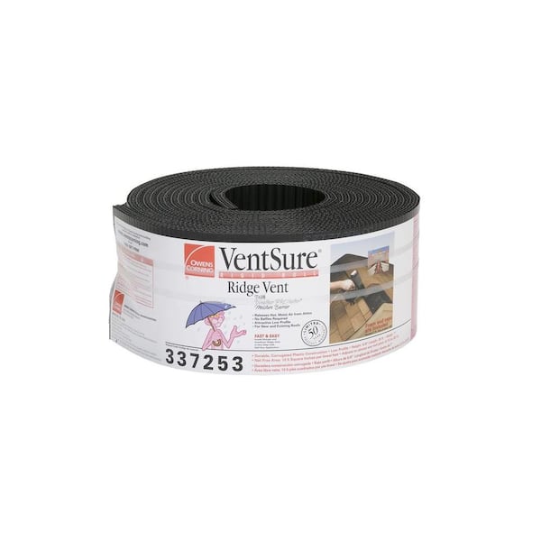 VentSure 15 in. x 4 ft. Black Plastic Strip Heat and Moisture Ridge Vent (10-Piece Case)