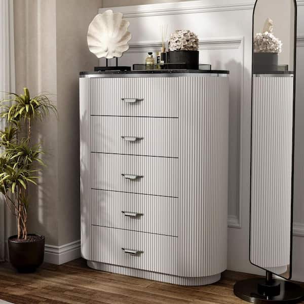 Addy Light Gray 5-Drawer 39 in. Chest of Drawers