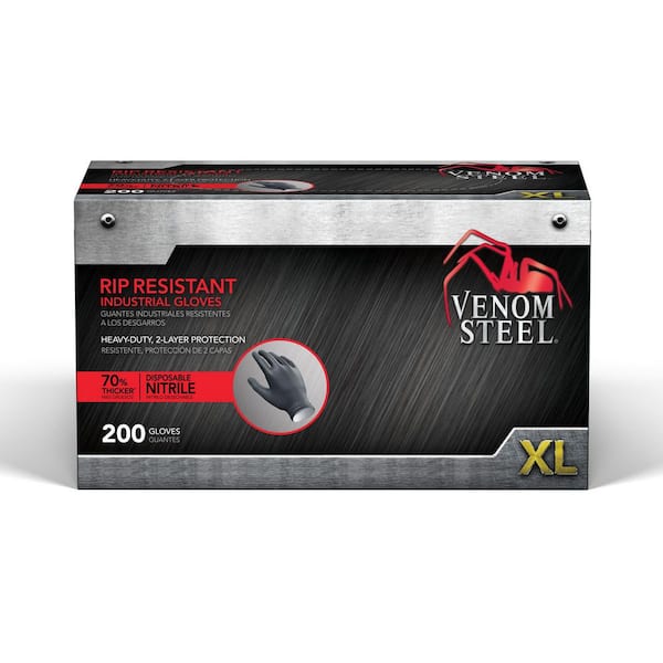 Venom Steel 200-Count Black Powder-Free Nitrile Gloves