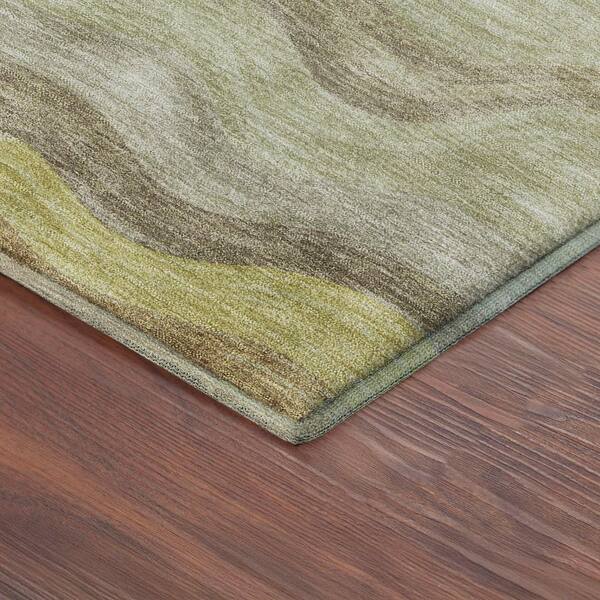 Mayfield Premium Machine Washable Abstract AMF2397 Wheat 3 ft. x 4 ft. Area Rug