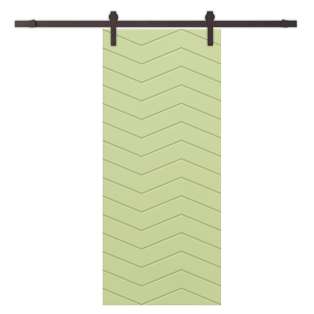 30 in. x 80 in. Sage Green Painted Composite MDF Paneled Interior Sliding Barn Door with Hardware Kit price history on PriceWatchPro