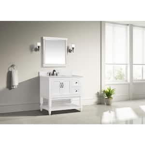Bankside 37 in. W x 22 in. D Bath Vanity in White with Engineered Marble Vanity Top in Carrara White with White Basin