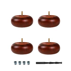 2-1/2 in. x 5-1/2 in Stained Cherry Solid Hardwood Round Bun Foot (4-Pack)