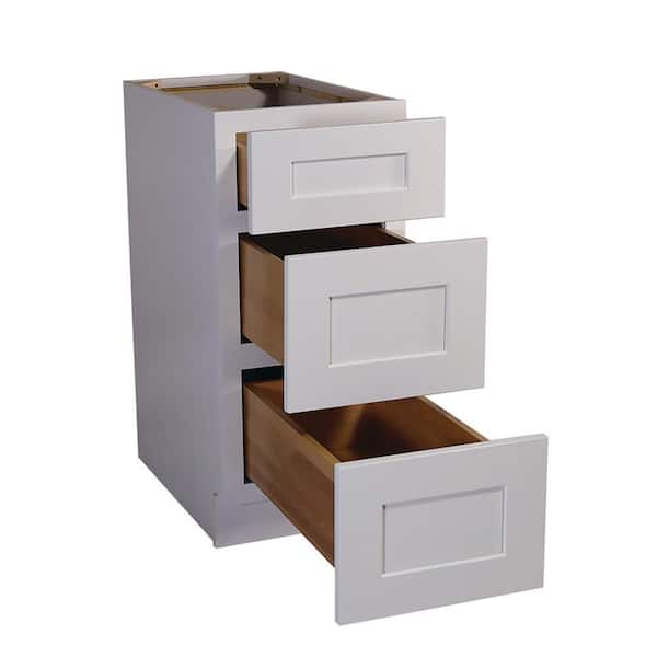 Brookings Plywood Ready to Assemble Shaker 18x34.5x24 in. 3-Drawer Base Kitchen Cabinet in White Brookings Plywood Ready to Assemble Shaker 18x34.5x24 in. 3-Drawer Base Kitchen Cabinet in White