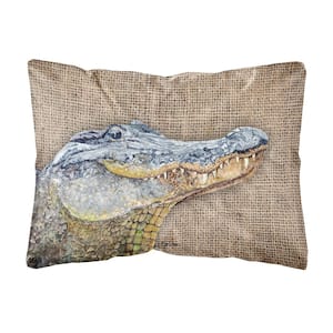 12 in. x 16 in. Multi-Color Lumbar Outdoor Throw Pillow Alligator