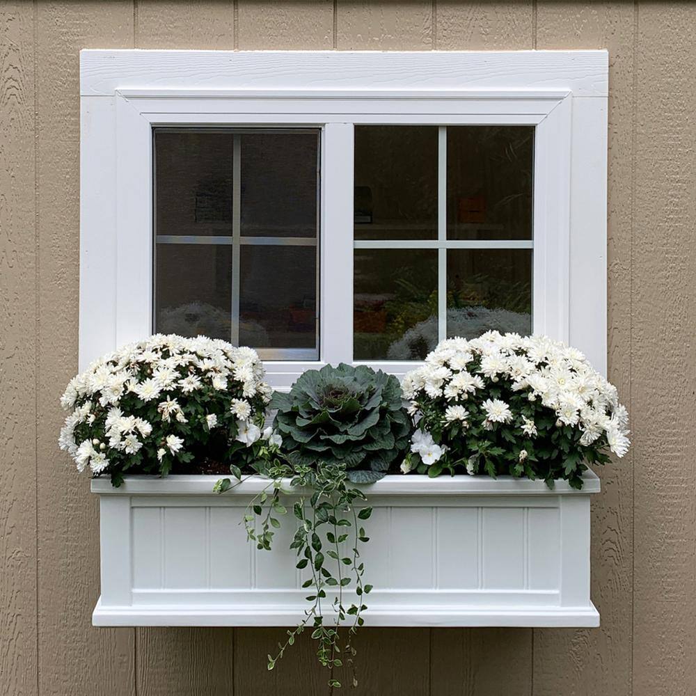 Cape Cod 36" White Polyethylene Self-Watering Window Box Planter