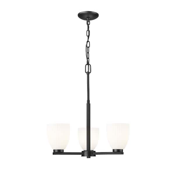Naya 3 light Matte Black Chandelier for Indoor Use with No Bulbs Included