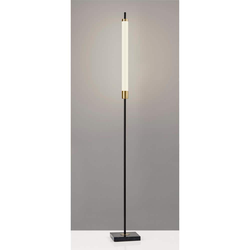 Piper 72'' Matte Black and Antique Brass LED Floor Lamp