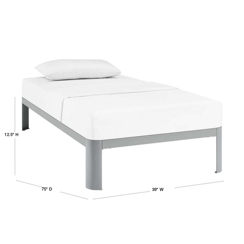 Corinne Twin-Size Sleek Metal Bed Frame with Slatted Support