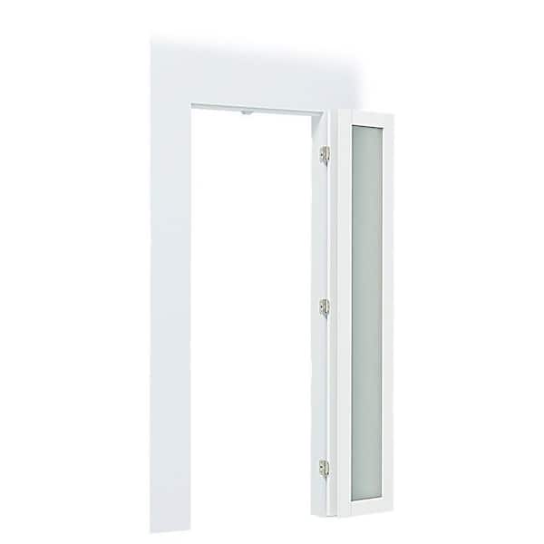 36 in x 80 in Full Lite, Frosted Glass, Solid Core, MDF, PVC Covering Compact 180 Bi-fold Door with Hardware Kits