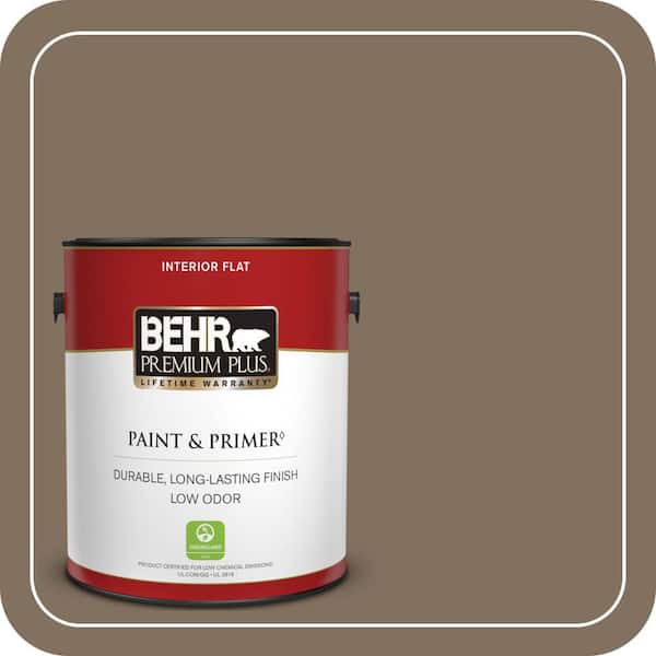 BEHR PREMIUM PLUS 1 gal. #PPU5-04 Mocha Latte Flat Low Odor Interior Paint & Primer