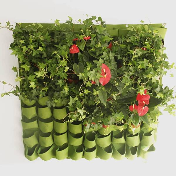 Vertical Garden Planter,Hanging Garden Planter with 18 Pockets,Plant Bags,Waterproof Wall Mount Planter Pouch,Black