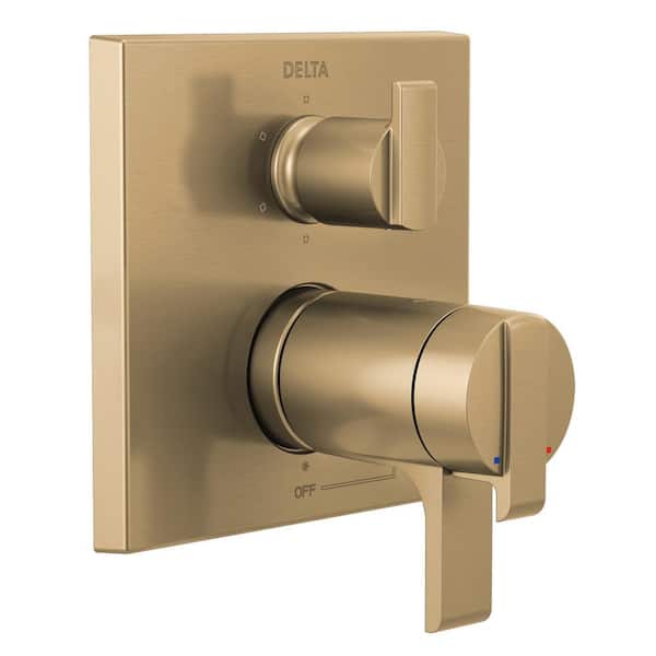 Delta Ara Gold 2-Handle Wall-Mount Valve Trim Kit with 6-Setting Integrated Diverter in Champagne Bronze (Valve not Included)