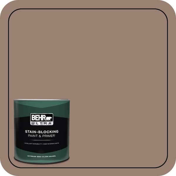 BEHR ULTRA 1 qt. #N190-5 Frontier Brown Semi-Gloss Enamel Exterior Paint & Primer