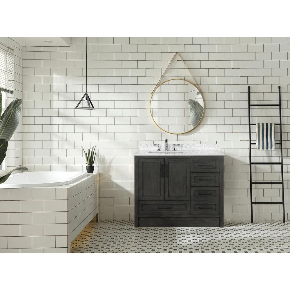 Huntington 42" Weathered Gray Solid Wood Bathroom Vanity