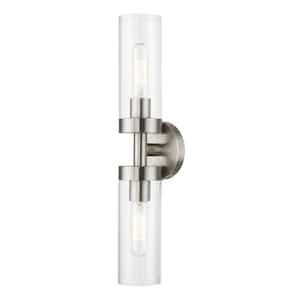 Hastings 19.25 in. 2-Light Brushed Nickel ADA Vanity Light with Clear Glass