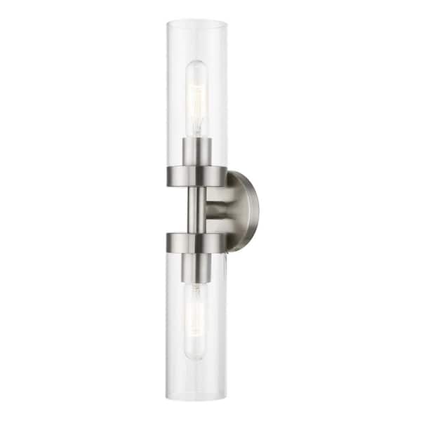 AVIANCE LIGHTING Hastings 19.25 in. 2-Light Brushed Nickel ADA Vanity Light with Clear Glass