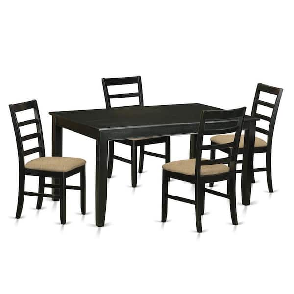 East West Furniture 5-Piece Black Finish Solid Wood Top - Dining Room Set - Seats 4