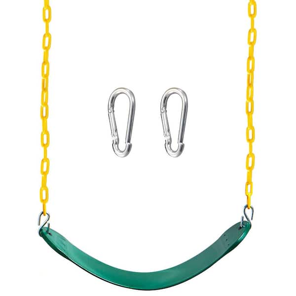 Heavy Duty Swing Seat with 66 in. Chain and Snap Hooks Accessories for Kids Outdoor Playground, Green