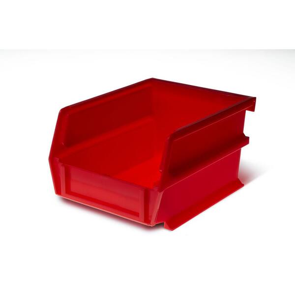 Triton Products 5-3/8 in. L x 4-1/8 in. W x 3 in. H Red Stacking, Hanging, Interlocking Polypropylene Bins (10-Count)