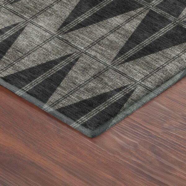 Mayfield Premium Machine Washable Abstract AMF2415 Black 9 ft. x 12 ft. Area Rug