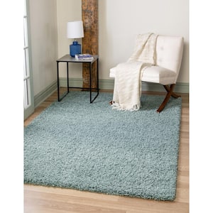 Solid Shag Slate Blue 10 ft. x 13 ft. Area Rug