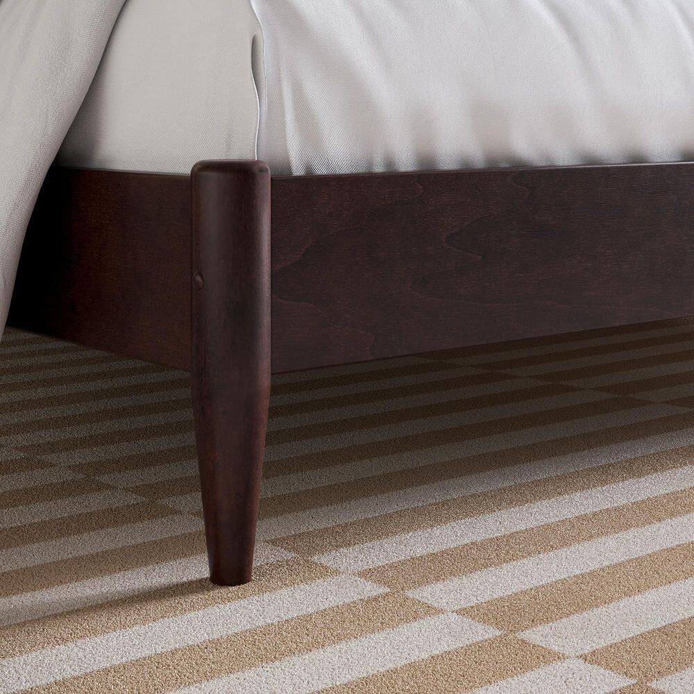 Aria Espresso Queen Solid Wood Low Profile Platform Bed with USB Ports