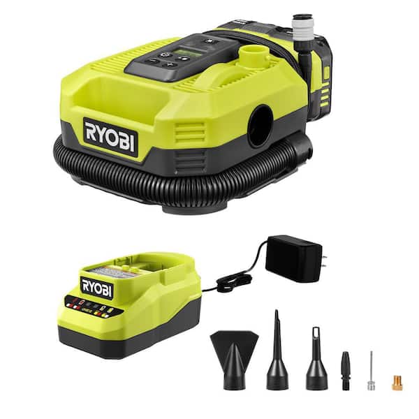 RYOBI ONE+ 18V Dual Function Inflator Kit with 2.0Ah Battery and Charger
