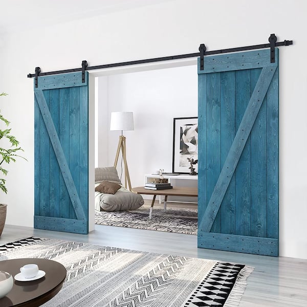 CALHOME 76 in. x 84 in. Z Bar Series Ocean Blue Stained DIY