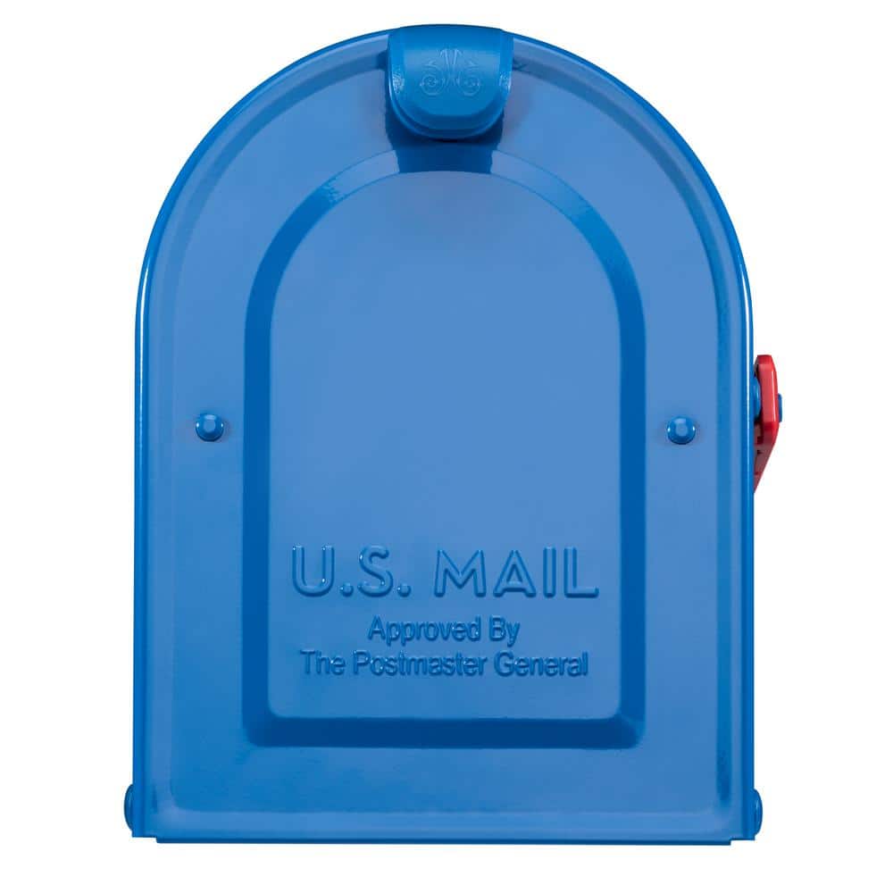 Medium Blue Galvanized Steel Post Mount Mailbox