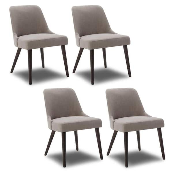 Spruce & Spring Leo Flint Gray Solid Wood Dining Chairs with Fabric Seat for Kitchen and Dining Room (Set of 4)