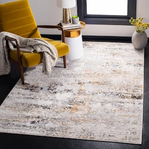 Amalfi Cream/Gold 7 ft. x 7 ft. Abstract Distressed Square Area Rug