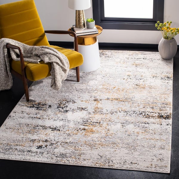 Amalfi Cream/Gold 9 ft. x 12 ft. Abstract Area Rug
