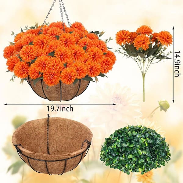 15 in. H Fake Marigolds UV Resistant Artificial Plant Hanging