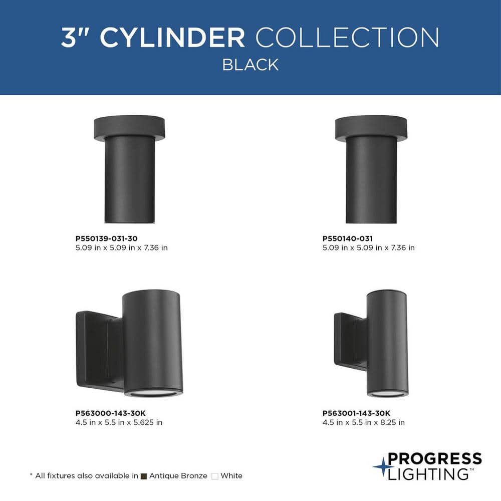 Black Aluminum LED Indoor/Outdoor Flush Mount Cylinder Light