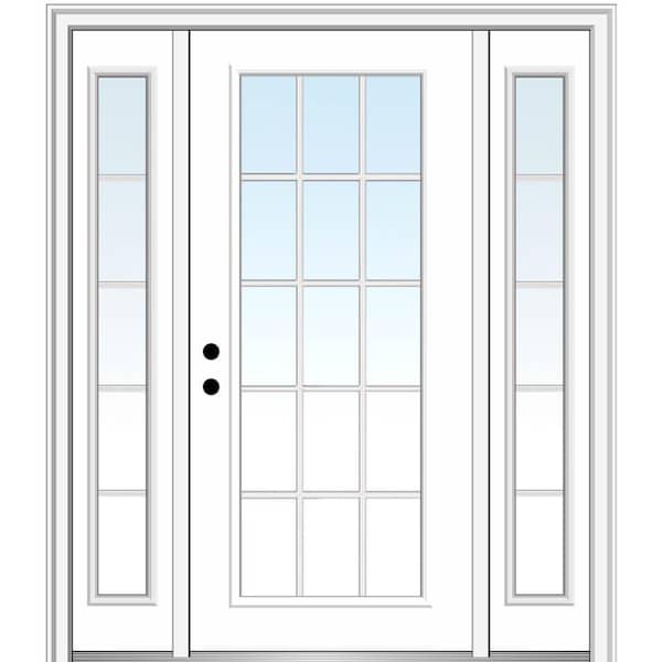 MMI Door 68.5 in. x 81.75 in. Internal Grilles Right-Hand Full Lite Clear Painted Fiberglass Prehung Front Door with Sidelites