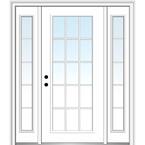64.5 in. x 81.75 in. Internal Grilles Right-Hand Inswing Full Lite Clear Painted Steel Prehung Front Door with Sidelites